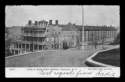 View to the northwest, with warden's house (inside the walls!) on left and original cellblock to the right. Postcard dated 1905.